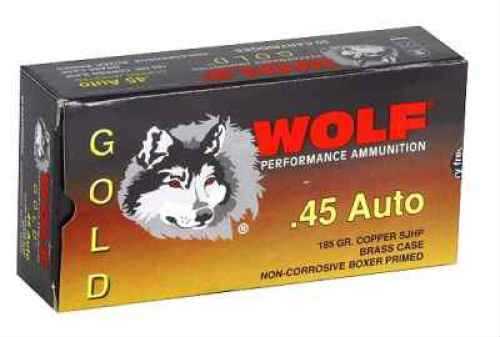 45 ACP 50 Rounds Ammunition Wolf Performance Ammo 185 Grain Hollow Point