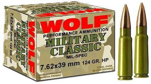 7.62X39mm 1000 Rounds Ammunition Wolf Performance Ammo 124 Grain Soft Point