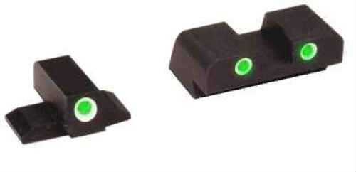 AmeriGlo Classic Series 3 Dot Sights for Springfield XD Green with White Outline Front and Rear XD-191