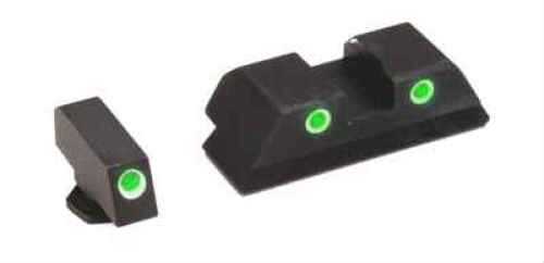 AmeriGlo Classic Series 3 Dot Sights for Glock 17 19 22 23 24 26 27 33 34 35 37 38 39 Green with White Outline Front and