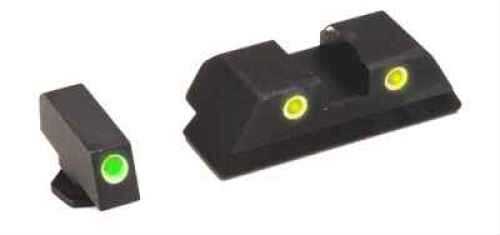 AmeriGlo Classic Series 3 Dot Sights for Glock 17 19 22 23 24 26 27 33 34 35 37 38 39 Green Front Yellow Rear and