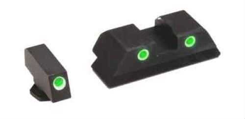 AmeriGlo Classic Series 3 Dot Sights for Glock 20 21 29 30 31 32 36 Green with White Outline Front and Rear GL-11