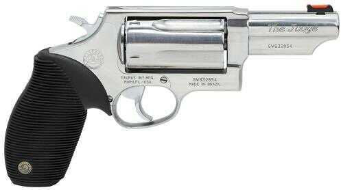 Taurus Judge Tracker 410 Gauge / 45 Long Colt 3" Barrel 2.5" Chamber 5 Round Rubber Grip Polished Stainless Steel Revolver 2441039TPSS