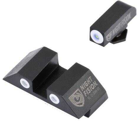 Night Fision Sight Set Square for Glock 17/17L/19/22-28/31-35/37-39 Tritium Green & White Md: GLK00103WWX