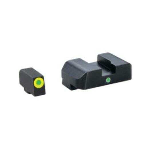 Night Vision Sight Set Square Front/U-Notch Rear for Glock 17/17L/19/22-28/31-35/37-39 Tritium Yellow Md: GLK00107YZX