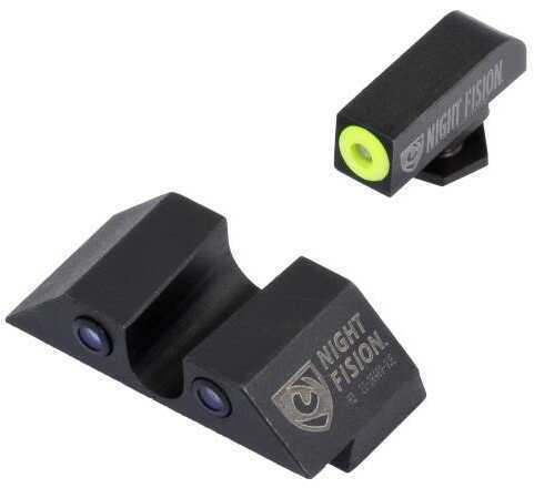 Night Fision GLK00307YZX Sight Set Square Front/U-Notch Rear for Glock 42/43 Tritium Green W/Yellow Outline