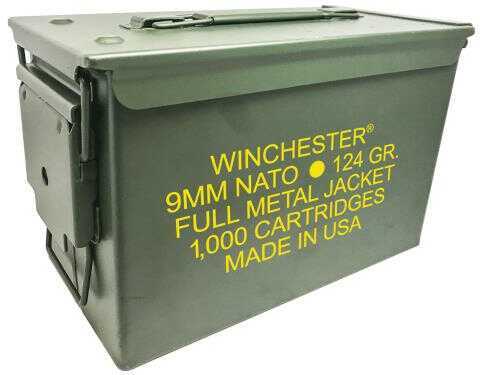 9mm Luger 1000 Rounds Ammunition Winchester 24 Grain Full Metal Jacket