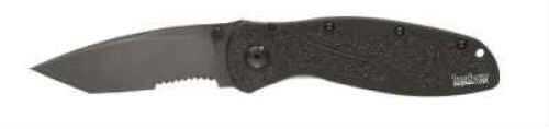 Kershaw Tactical Blur Folding Knife/Assisted 14C28N/Stone Washed Combo Tanto Point Thumb Stud/Pocket Clip 3.375" Black A