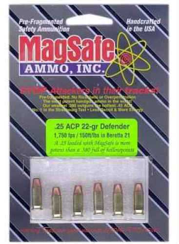 25 ACP 8 Rounds Ammunition MagSafe Ammo Inc. 22 Grain Hollow Point