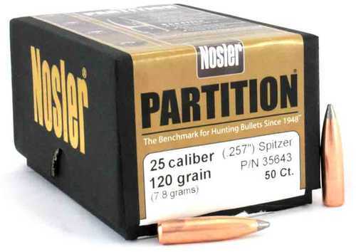 Nosler 25 Caliber 120 Grains Spitzer Partition Bullets (Per 50) 35643