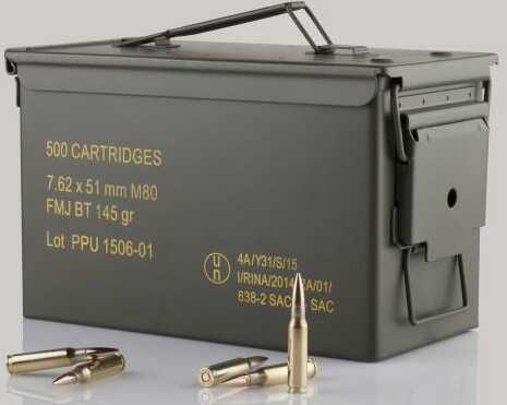 7.62 NATO 500 Rounds Ammunition Prvi Partizan 145 Grain Full Metal Case