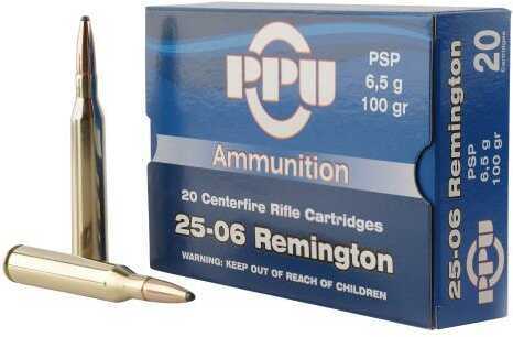 PPU 25-06 Remington 20 Rounds Ammo - 100 Grain PSP for High Velocity Accuracy