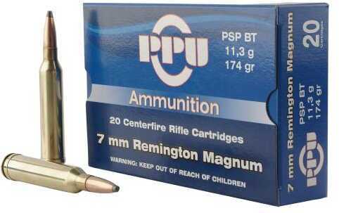 7mm Remington Magnum 20 Rounds Ammunition Prvi Partizan 174 Grain Jacketed Soft Point