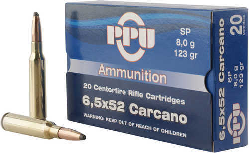 6.5 Carcano 20 Rounds Ammunition Prvi Partizan 123 Grain Soft Point