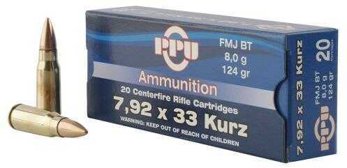 7.9x33 20 Rounds Ammunition Prvi Partizan 124 Grain Full Metal Case