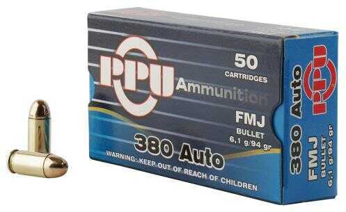 Prvi Partizan PPU 380 ACP 94 Grains Full Metal Jacket 50 Box Ammunition PPH380Af