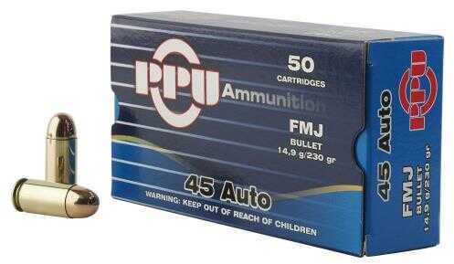 45 ACP 50 Rounds Ammunition Prvi Partizan 230 Grain Full Metal Jacket