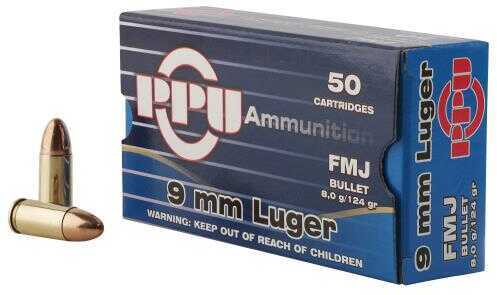 9mm Luger 50 Rounds Ammunition Prvi Partizan 124 Grain Full Metal Case