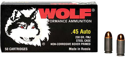 45 ACP 450 Rounds Ammunition Wolf Performance Ammo 230 Grain Full Metal Jacket