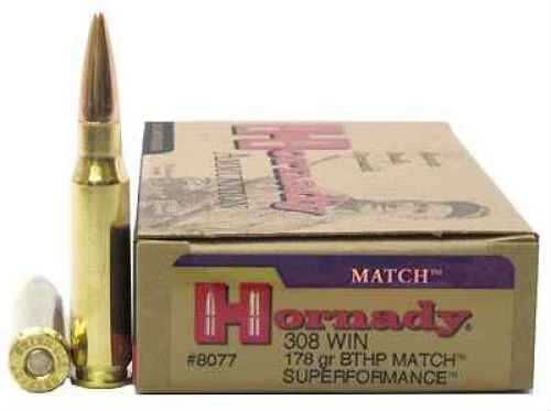 308 Winchester 20 Rounds Ammunition Hornady 178 Grain Hollow Point