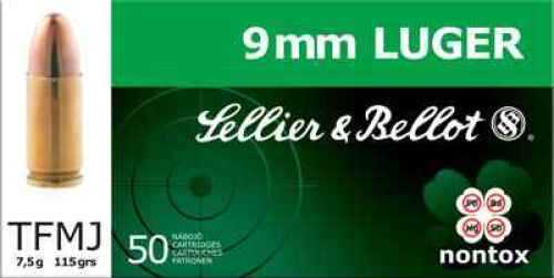 9mm Luger 50 Rounds Ammunition Sellier & Bellot 115 Grain Full Metal Jacket