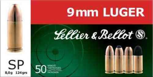 9mm Luger 50 Rounds Ammunition Sellier & Bellot 124 Grain Soft Point