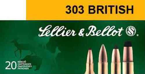 303 <span style="font-weight:bolder; ">British</span> 20 Rounds Ammunition Sellier & Bellot 180 Grain Full Metal Jacket