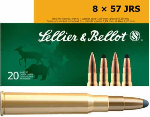 Click to see larger image. 8 x 57 JRS 20 Rounds Ammunition Sellier & Bellot 196 Grain Soft Point
