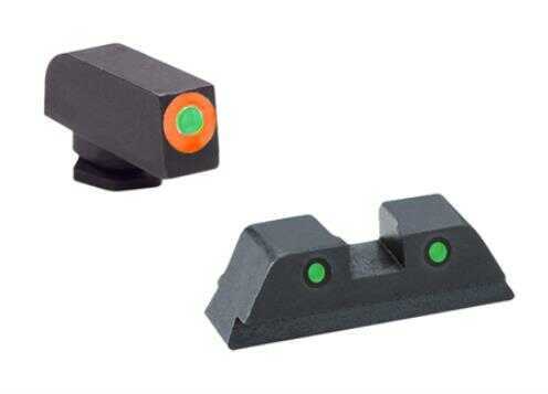 AmeriGlo Tritium Spartan Operator Night Sight Set for Glock 42/43 Green with Orange Outline Black Steel