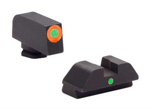 AmeriGlo I-Dot Sight Fits Glock 42 and 43 Green Tritium Orange Outline Front with Rear GL-205