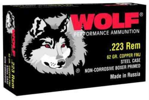 223 Remington 500 Rounds Ammunition Wolf Performance Ammo 62 Grain Full Metal Jacket