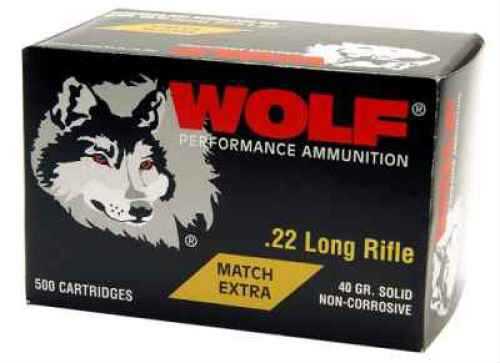 Wolf Performance Ammo 22 Long Rifle Match Extra 40 Grain Solid Round 5000 Rounds Nose Ammunition Md: 22XTRA