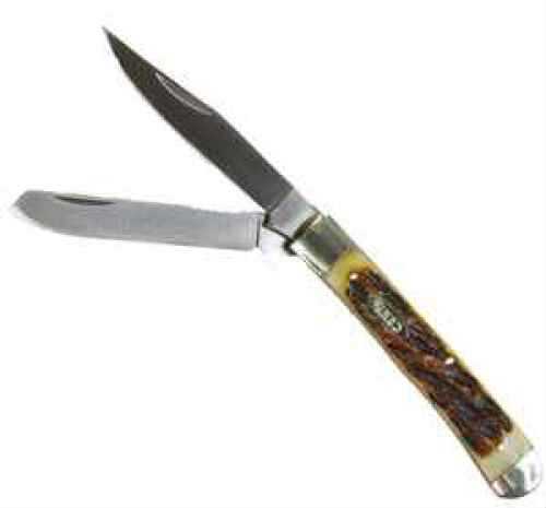 Columbia River Knife & Tool Trapper Folding 7Cr17MoV/Satin Plain Clip/Sheepsfoot 2.75" Burnt Amber Jig Bone Box 60