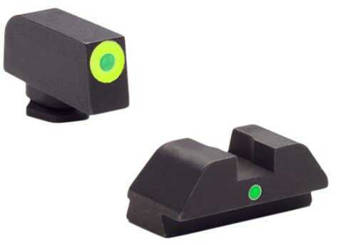 AmeriGlo I-Dot Pistol Night Sight Fits Glock 42 and 43 Green Tritium Lime LumiLime Outline Front with Rear GL-305