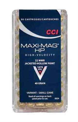 22 Winchester Magnum Rimfire 50 Rounds Ammunition CCI 40 Grain Hollow Point