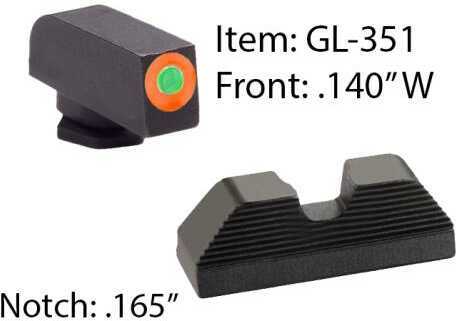 Ameriglo Glock UC Tritium Sights For 42 & 43 Orange Front Outline Md: GL351