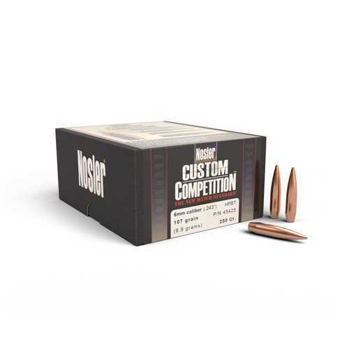 Nosler Custom Competition 6MM (.243") 107 HPBT Bullets 250 45425