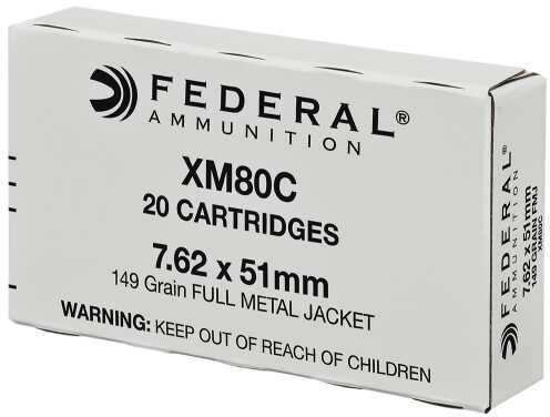 7.62 NATO 20 Rounds Ammunition Federal Cartridge 149 Grain Full Metal Jacket