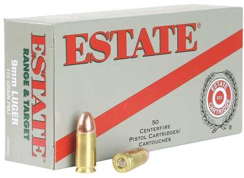 9mm Luger 50 Rounds Ammunition Estate Cartridge 115 Grain Full Metal Jacket