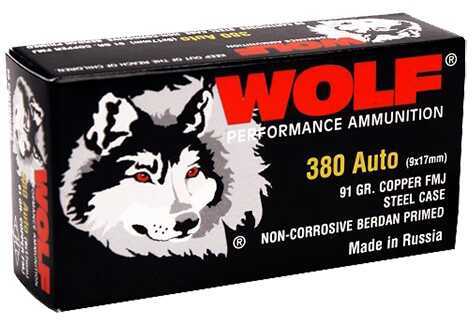 380 ACP 50 Rounds Ammunition Wolf Performance Ammo 91 Grain Full Metal Jacket