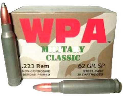223 Remington 500 Rounds Ammunition Wolf Performance Ammo 62 Grain Full Metal Jacket