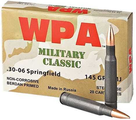 30-06 Springfield 500 Rounds Ammunition Wolf Performance Ammo 145 Grain Full Metal Jacket