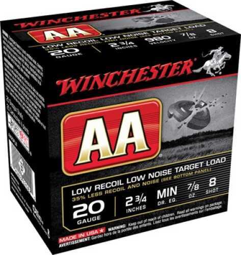 20 Gauge 250 Rounds Ammunition Winchester 2 3/4" 7/8 oz Lead #8