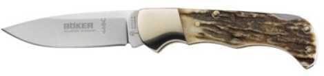 Boker USA Inc. Folding Hunter Stag 440C Stainless Drop Point Blade Wood 110135HH