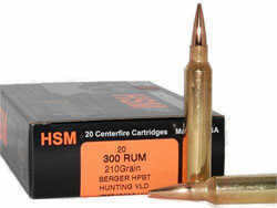 300 Remington Ultra Magnum 20 Rounds Ammunition HSM 185 Grain Hollow Point