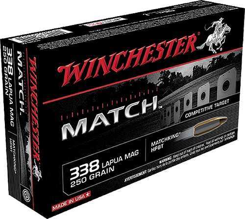 338 Lapua Magnum 20 Rounds Ammunition Winchester 250 Grain Boat Tail Hollow Point