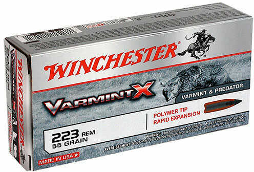 223 <span style="font-weight:bolder; ">Remington</span> 20 Rounds Ammunition Winchester 55 Grain Varmint X Poly Tipped