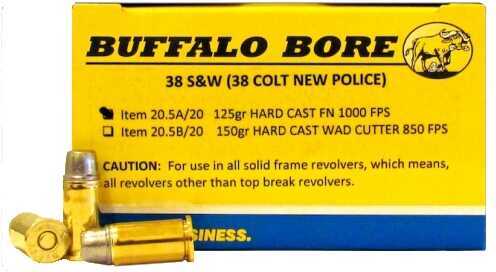 38 S&W 20 Rounds Ammunition Buffalo Bore 125 Grain Lead