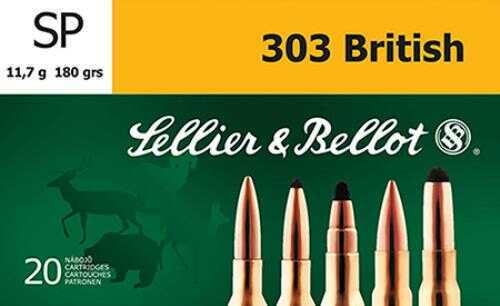 303 <span style="font-weight:bolder; ">British</span> 20 Rounds Ammunition Sellier & Bellot 180 Grain Soft Point