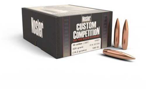 Nosler Custom Competition 30 Caliber.308 220 Grains BTHP Bullets 100/Box 53154
